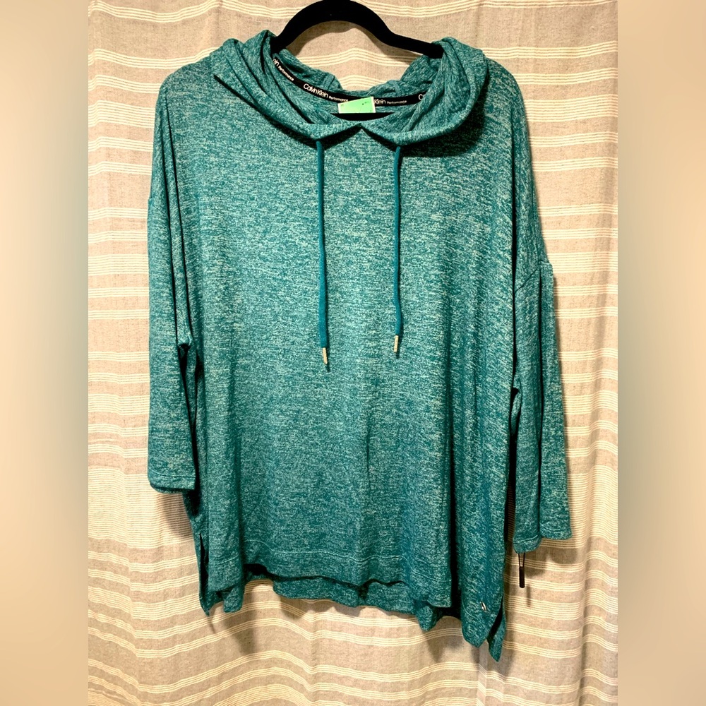 NWT Gorgeous teal Calvin Klein Cowl neck sweatshirt